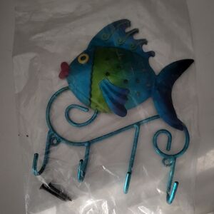 Tropical Fish Metal Hook Wall Hanger Decor. Angle Fish. New